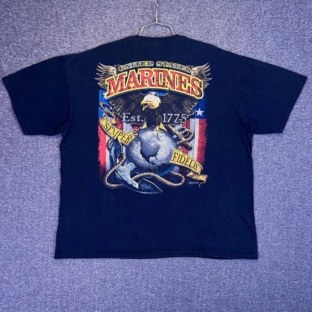 7.62‎ Design US Marines Shirt Mens 2XL Navy Blue Military Semper Fi Graphic Tee